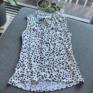 NWT LOFT Black and White Polka Dot Sleeveless Blouse